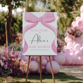 Pink Bow Baby Shower Welcome Sign, Coquette Baby Girl, Template Party Signs 9303