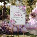 Wildflowers Butterfly Welcome Sign, Purple Flowers Birthday Sign 9195