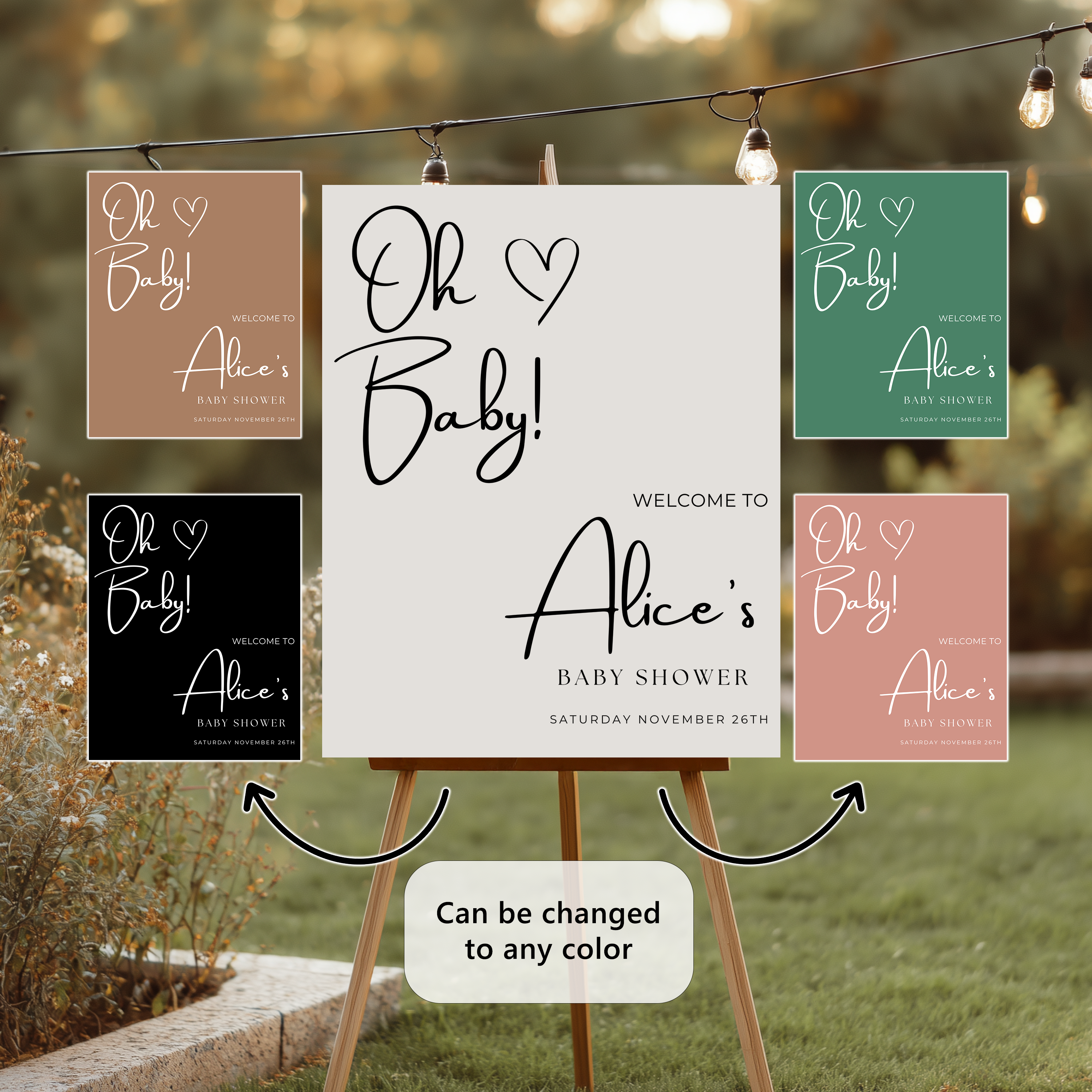 Minimalist Baby Shower Welcome Sign, Gender Neutral, Modern Elegant Template Party Signs 9302