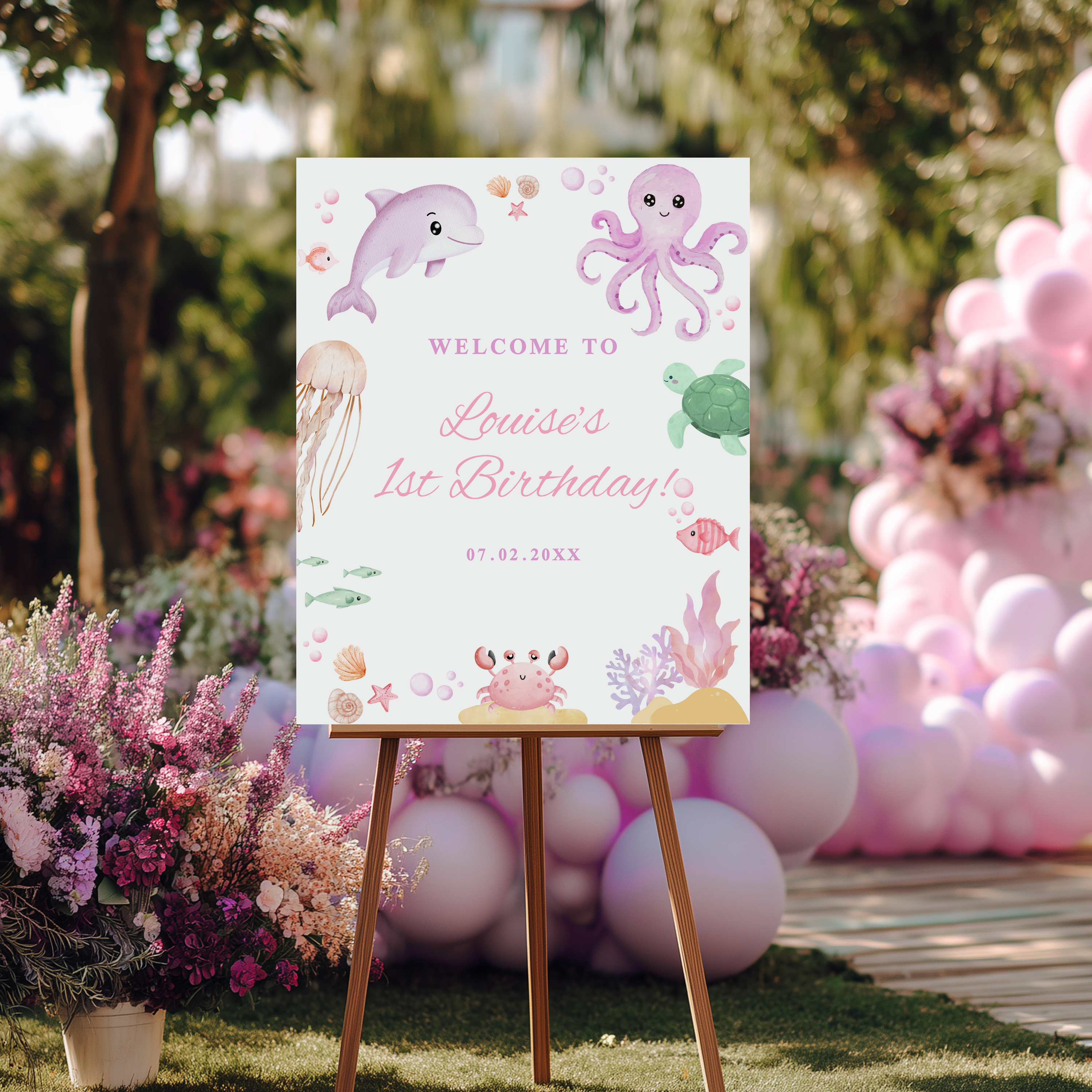 Oneder the sea Welcome Sign, Under the Sea 1st Birthday 9180