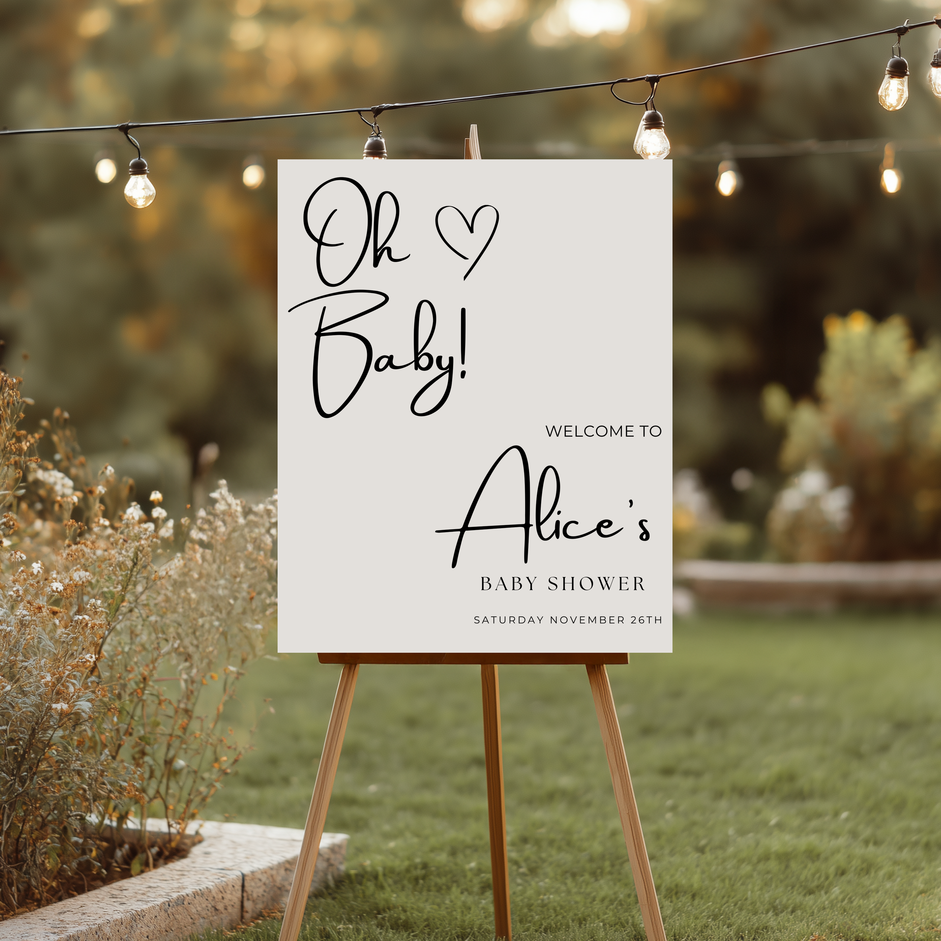 Minimalist Baby Shower Welcome Sign, Gender Neutral, Modern Elegant Template Party Signs 9302