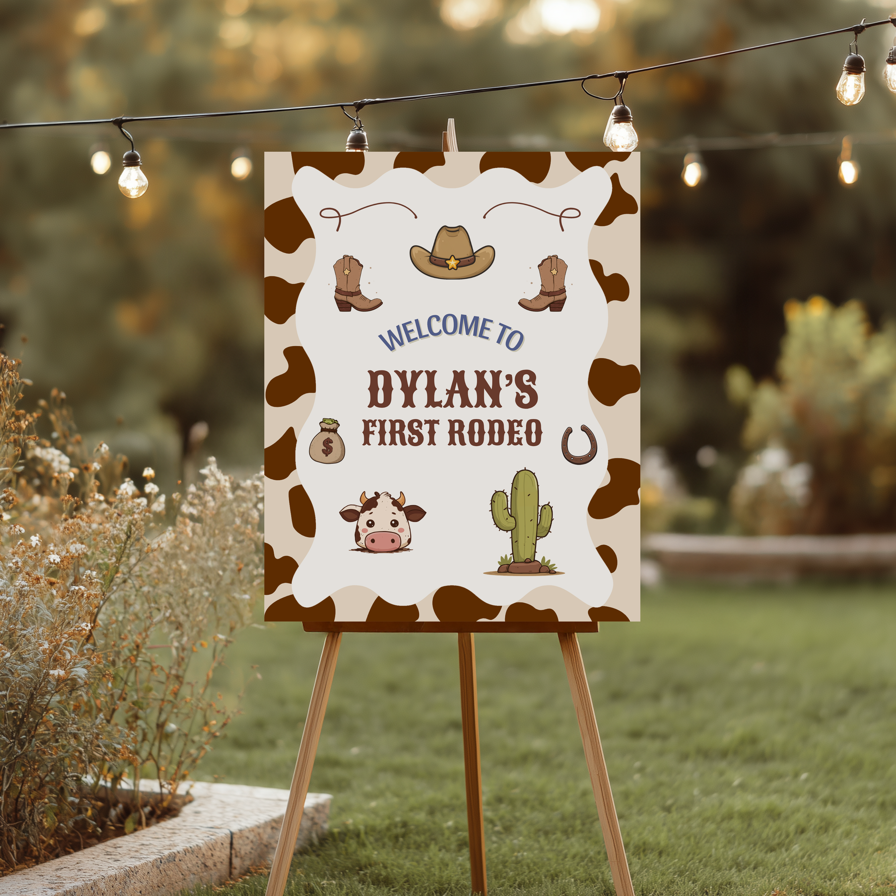 Editable My First Rodeo Birthday Party Signs | Cowboy Welcome Sign | Western Birthday Decorations | Rodeo Yard Sign | Templates 8539