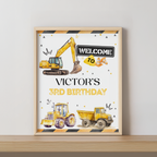 Construction Birthday Welcome Sign,  Dump Truck Birthday sign, Editable Template, Construction Theme Party decorations Instant download 9152