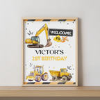 Construction First Birthday Party Signs | Construction Welcome Sign | Construction Yard Sign | Templates 9164