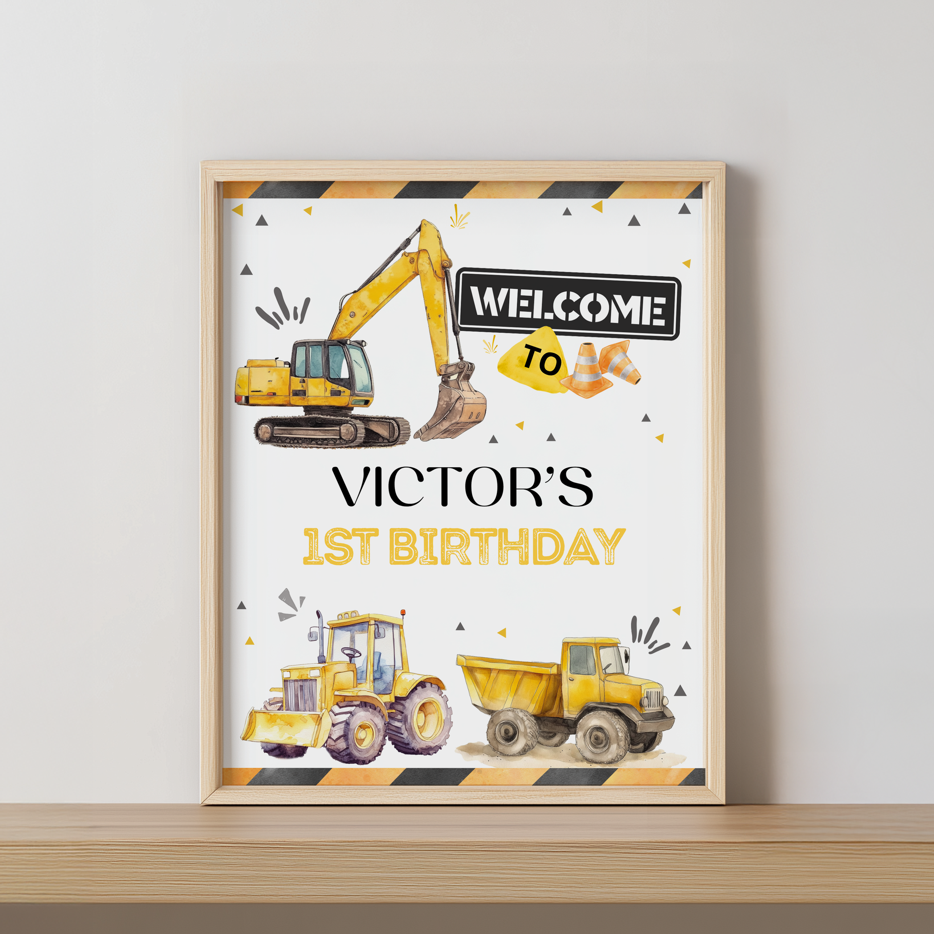 Construction First Birthday Party Signs | Construction Welcome Sign | Construction Yard Sign | Templates 9164