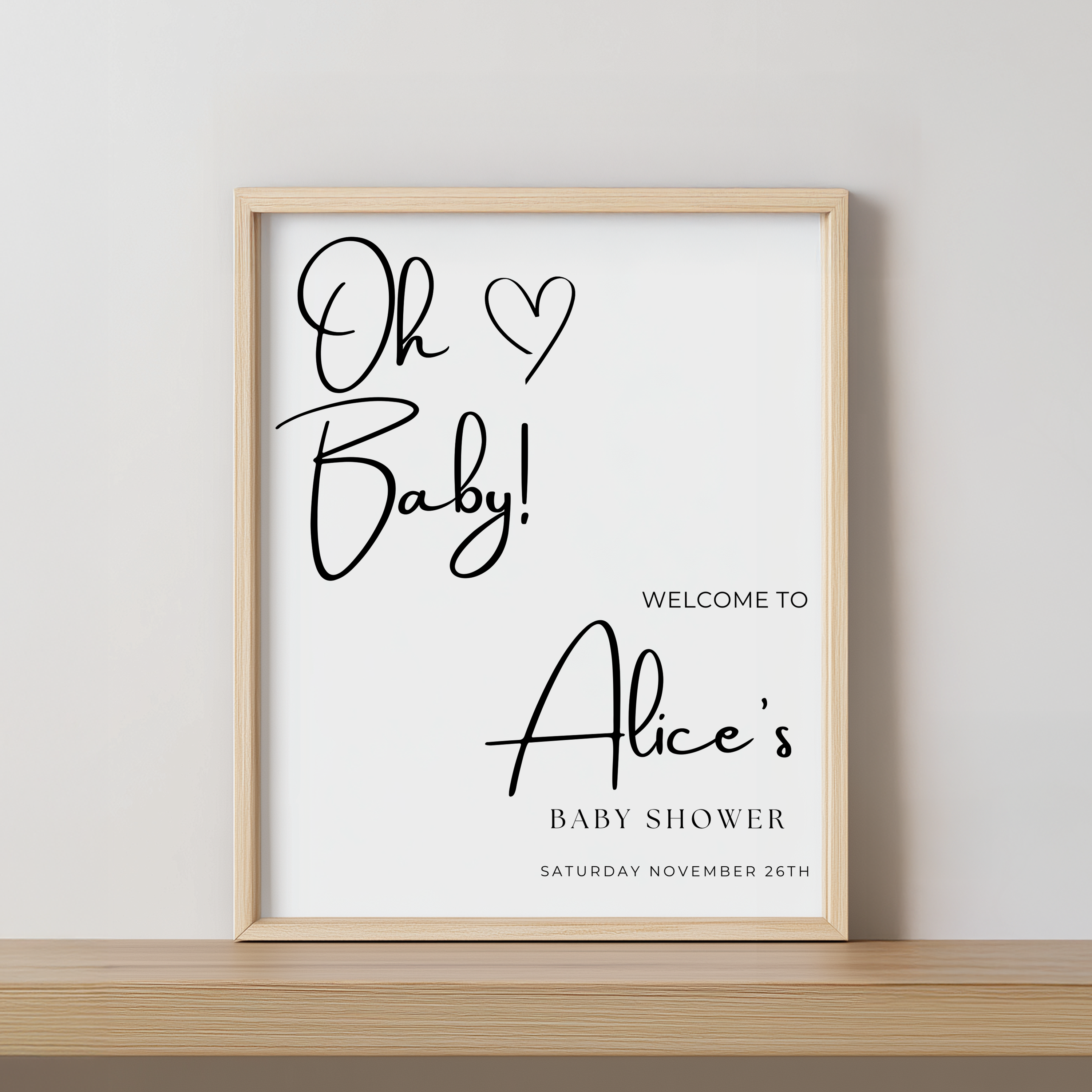 Minimalist Baby Shower Welcome Sign, Gender Neutral, Modern Elegant Template Party Signs 9302