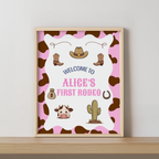 Cowgirl First Rodeo Birthday Welcome Sign – Editable & Instant Download 8538