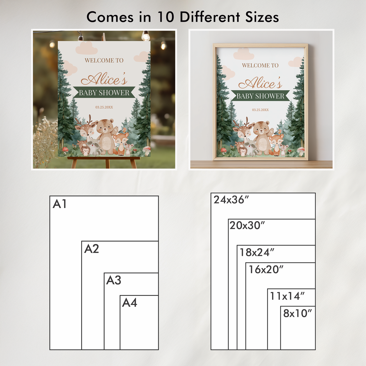 Woodland Welcome Sign, Template Party Signs