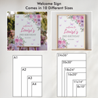 Wildflowers Butterfly Welcome Sign, Purple Flowers Birthday Sign 9195