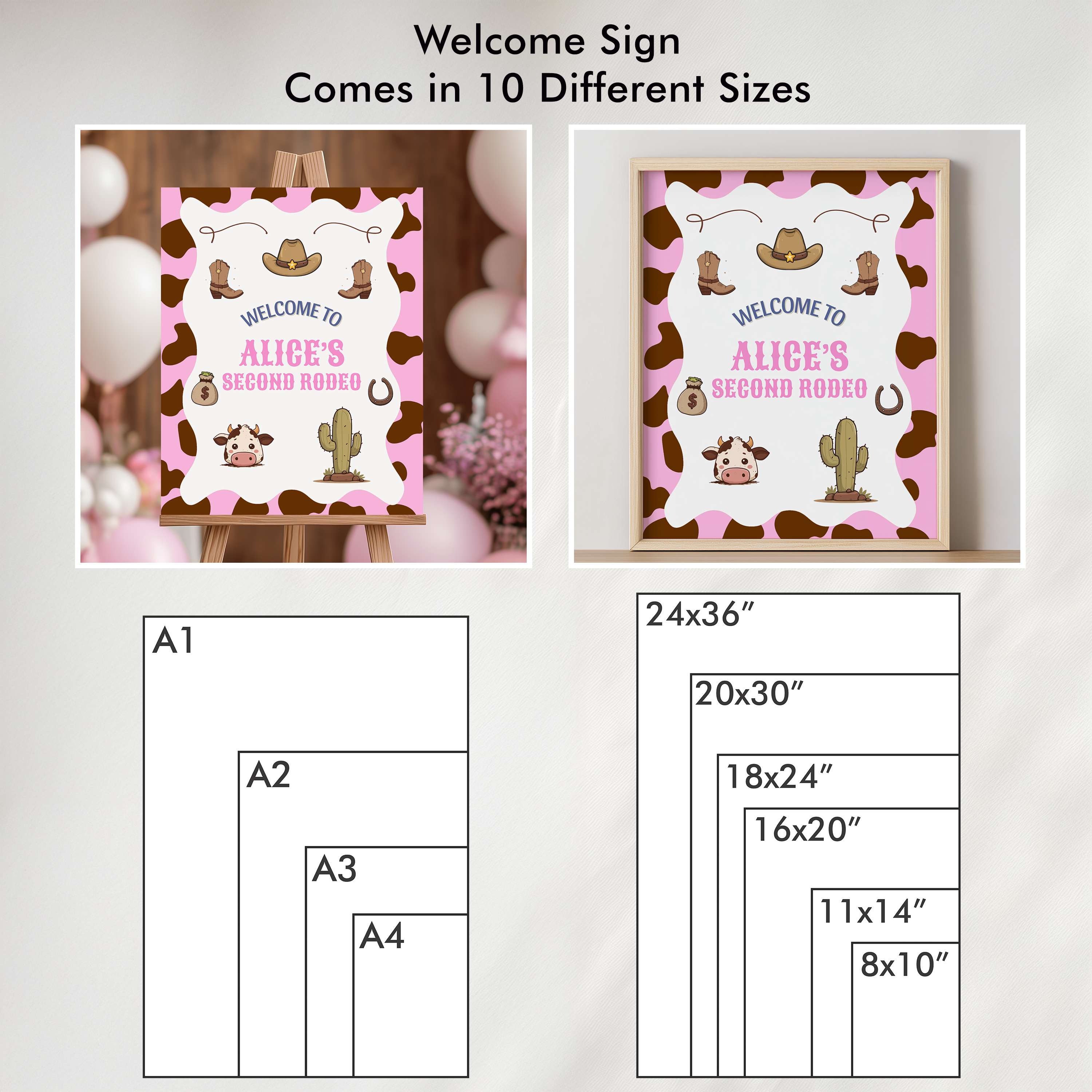Cowgirl Welcome Sign, Second Rodeo Party Signs 9185