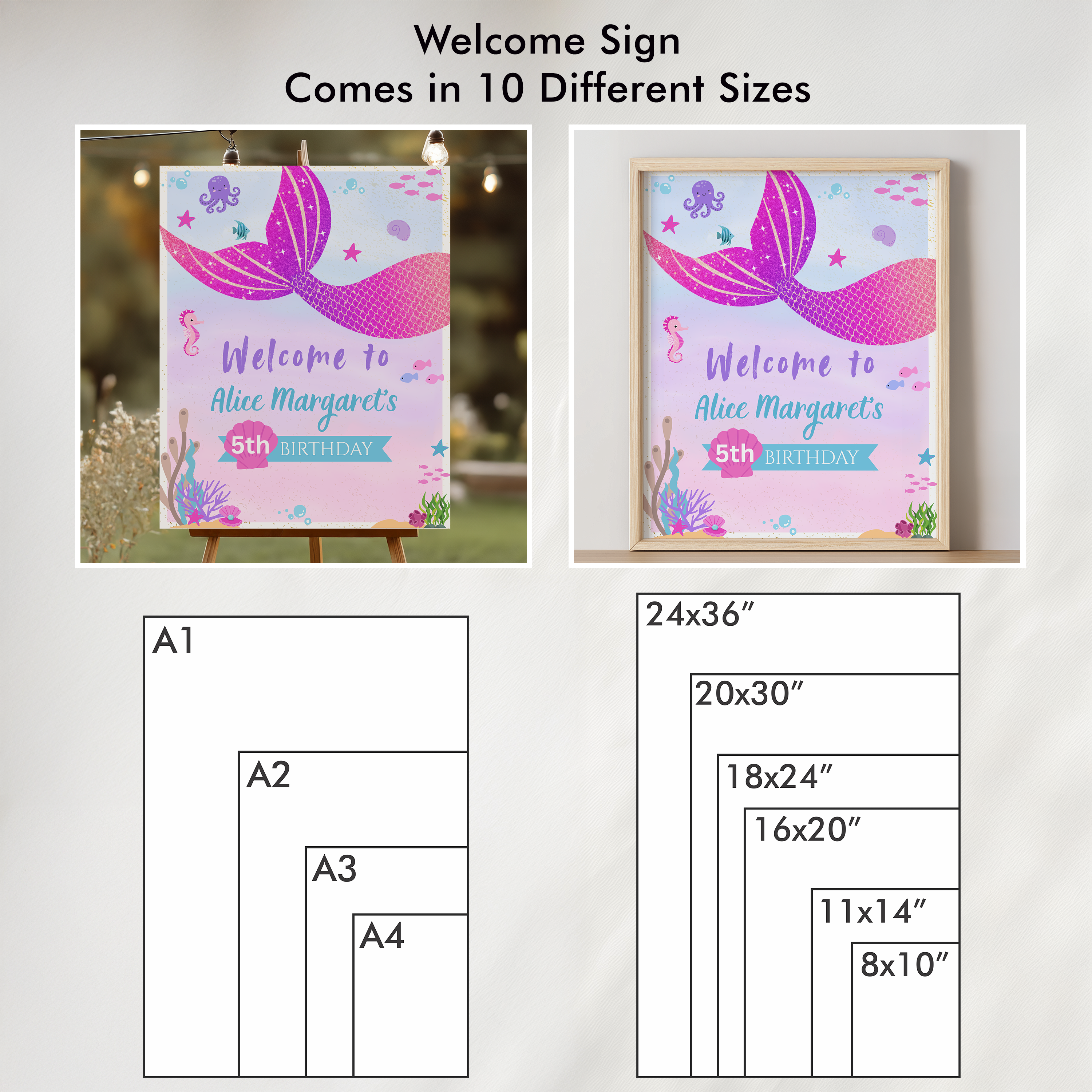 Mermaid Welcome Sign, Mermaid Birthday Welcome Sign, Mermaid Birthday, Mermaid Birthday Sign, Pink Welcome Sign, 9167