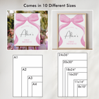Pink Bow First Birthday Welcome Sign,  Pink Bow Birthday sign, Editable Template, Coquette Theme Party decorations, Instant download 9156
