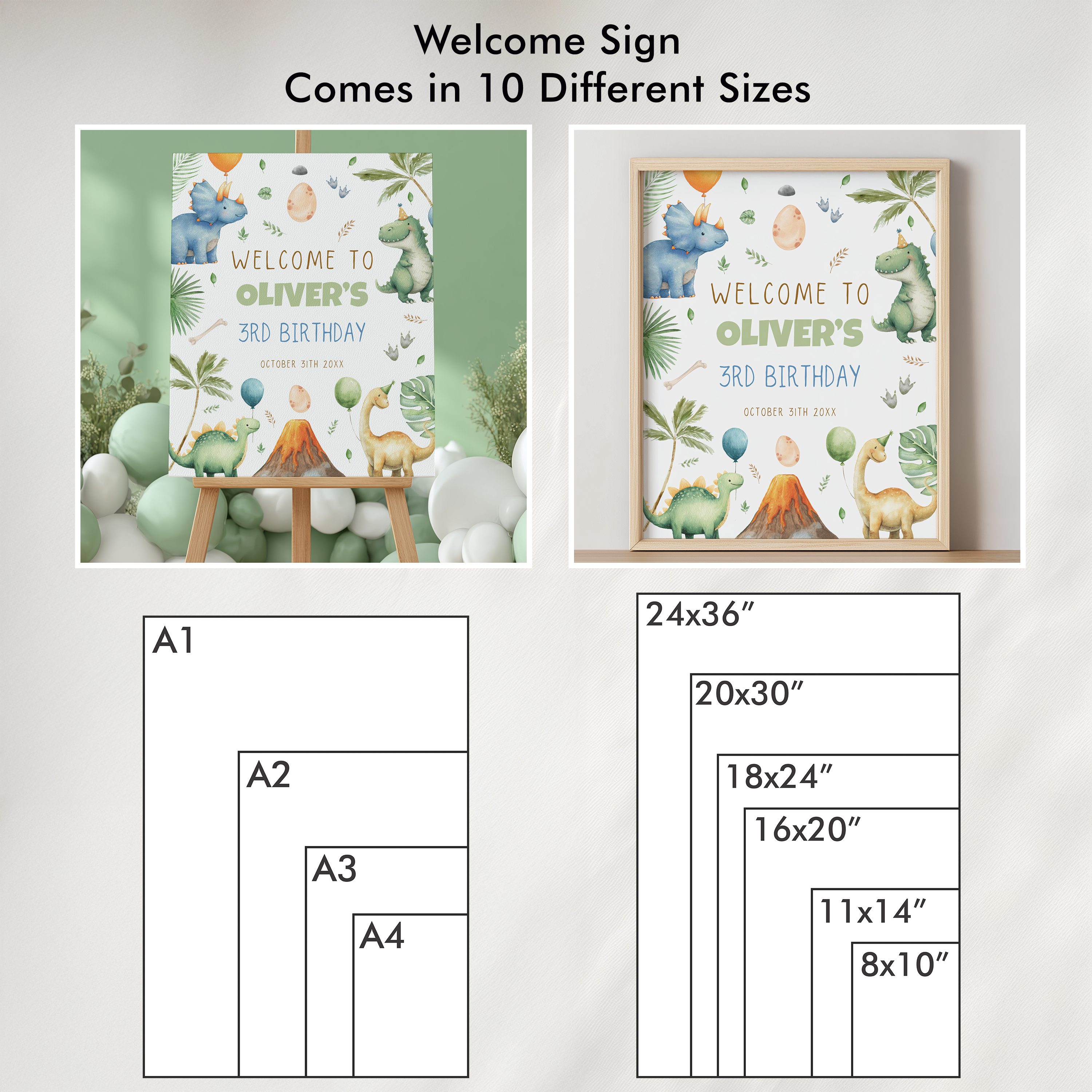 EDITABLE Three rex Welcome sign, Dinosaur Party Sign Decorations, Yard sign Dinosaur Decor Instant download Templates Printable 9166
