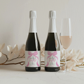 Pink Bow Baby Shower Champagne Labels, Baby Girl, Coquette Printable Wine Labels 9303