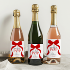 Red Bow Baby Shower Champagne Labels, Gender Neutral, Printable Wine Labels 9301