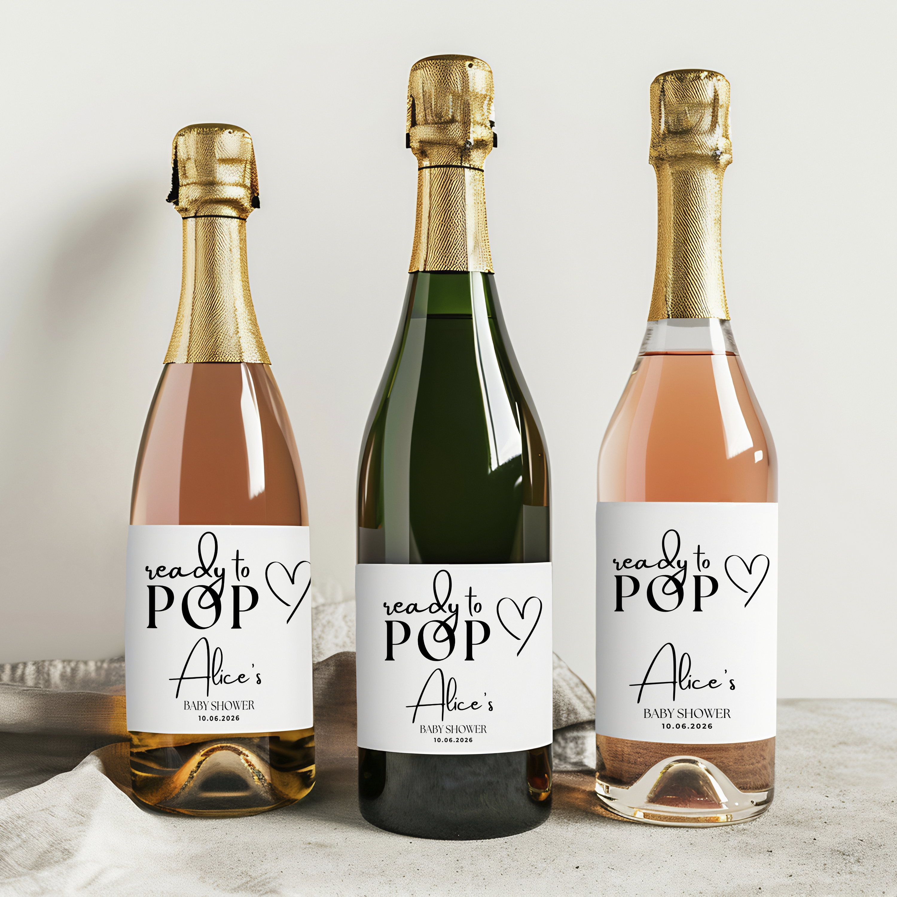 Minimalist Baby Shower Champagne Labels, Gender Neutral, Mordern Printable Wine Labels 9302