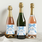 Blue Bow Baby Shower Champagne Labels, Printable Wine Labels 9304