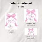 Pink Bow Baby Shower Champagne Labels, Baby Girl, Coquette Printable Wine Labels 9303