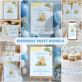 Blue Winnie the Pooh Party Bundle, Printable Birthday Decorations Party Set