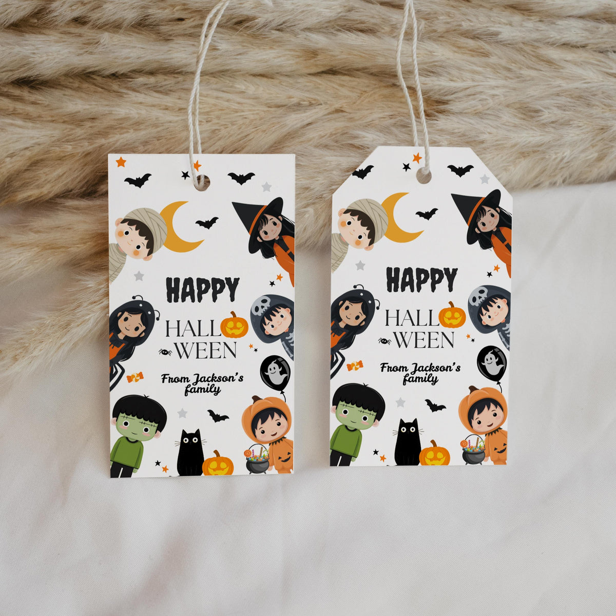 Editable Halloween Favor Tags, Gift Tag Costume Party Trick Or Treat Favor Tag Birthday Party Download Printable Template