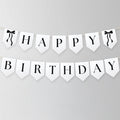 Black Bow Minimalist Birthday Banner, Coquette Happy 1st Birthday Banners, Gender neutral Flags, 9174
