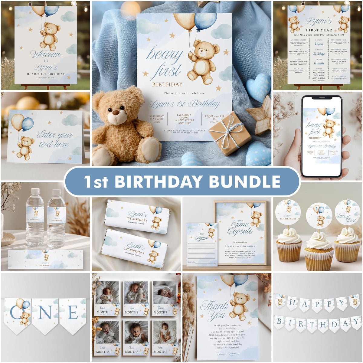 Beary First Decoration, Teddy Bear Birthday Bundle