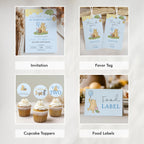 Blue Winnie the Pooh Party Bundle, Printable Birthday Decorations Party Set