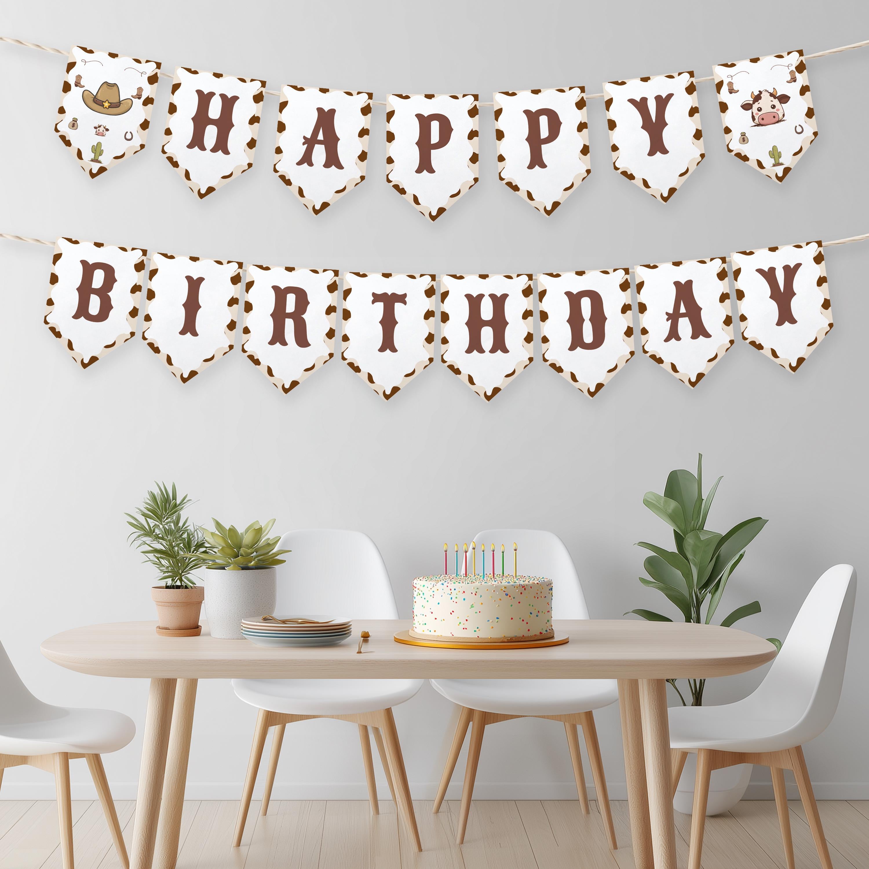 Editable Cowboy First Rodeo Happy Birthday Banner | Cowboy First Rodeo Printable Birthday Party Banner | Western Birthday Decor 8539