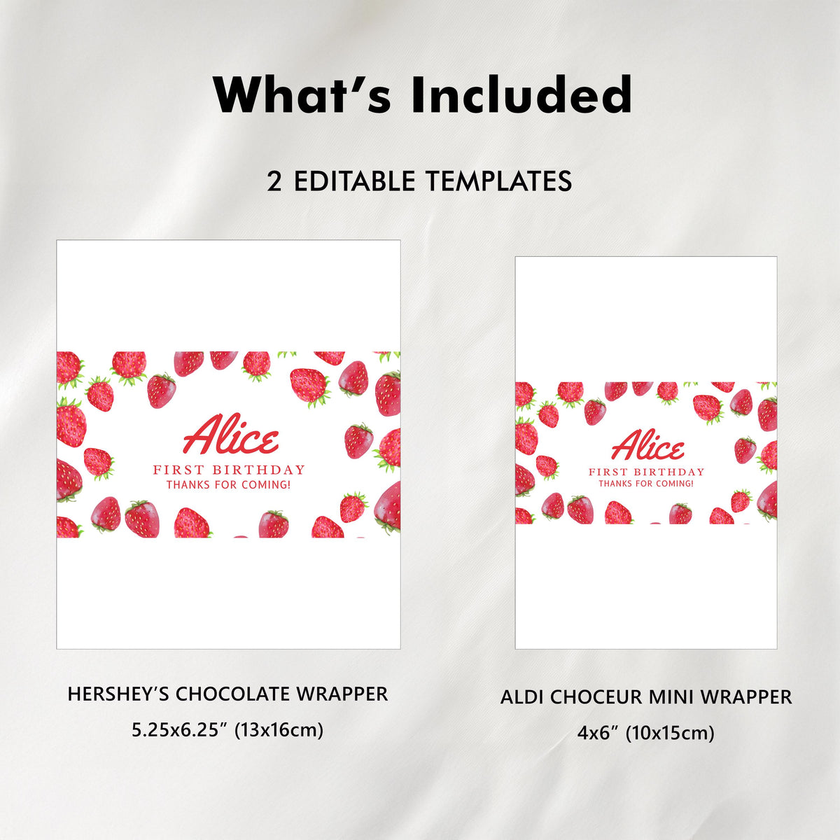 Strawberry Berry First 1st Birthday Chocolate Wrappers