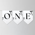 Black Bow Minimalist High Chair Banner, Gender neutral, Printable Bunting Flag 9174