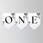Black Bow Minimalist High Chair Banner, Gender neutral, Printable Bunting Flag 9174