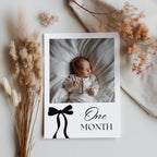 Black Bow Minimalist First Birthday Photo Banners, 1st Birthday Banner, Gender Neutral Cards 9174