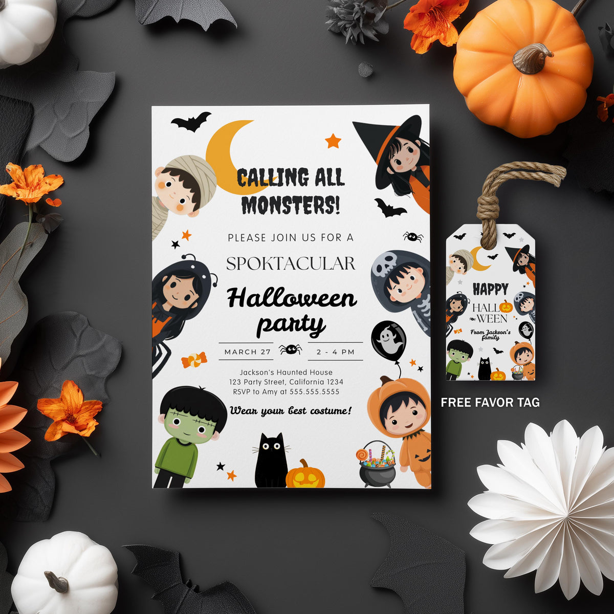 Editable Halloween Invitation, Halloween Costume Invitation, Pumpkin Mummy Halloween Party Invite, Printable template Digital download