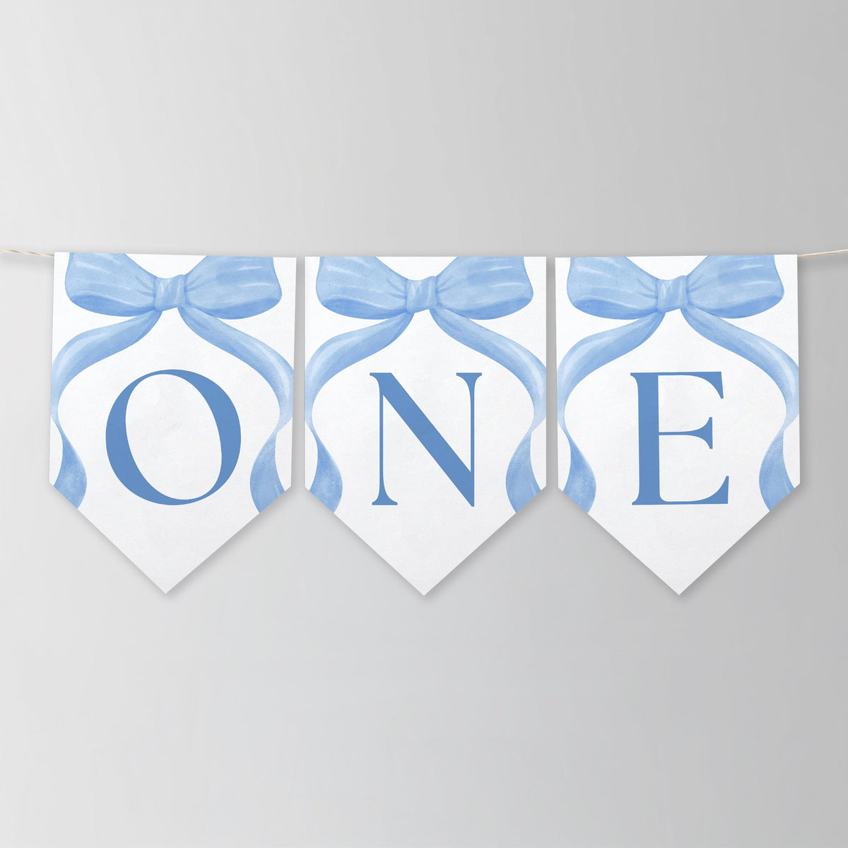 Blue Bow High Chair Banner, Blue Bow First Birthday Party Decoration, Printable Banner