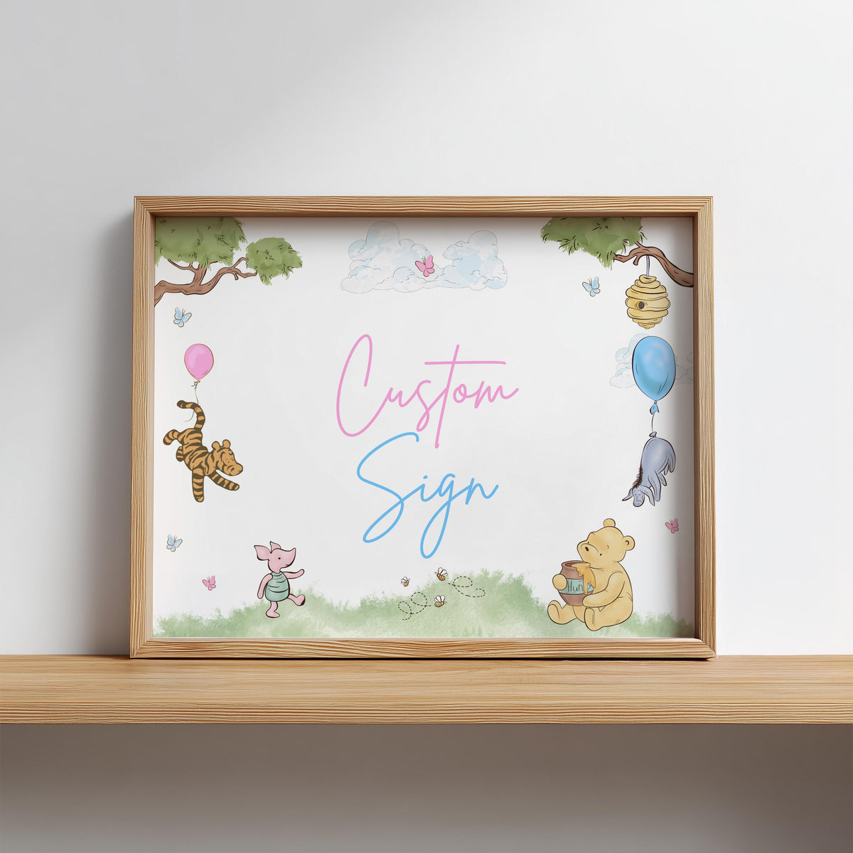 Winnie the Pooh Gender Reveal Custom Sign, 8x10 Baby Shower Party Custom Signs