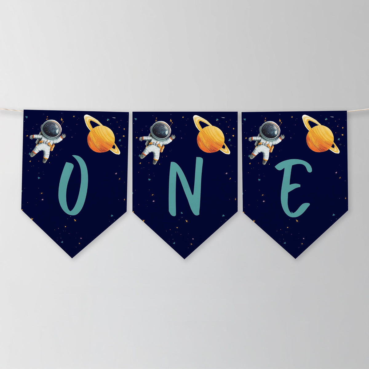Astronaut High Chair Banner, Astronaut First Boy Birthday Party Decor, Astronaut Printable Bunting Flag