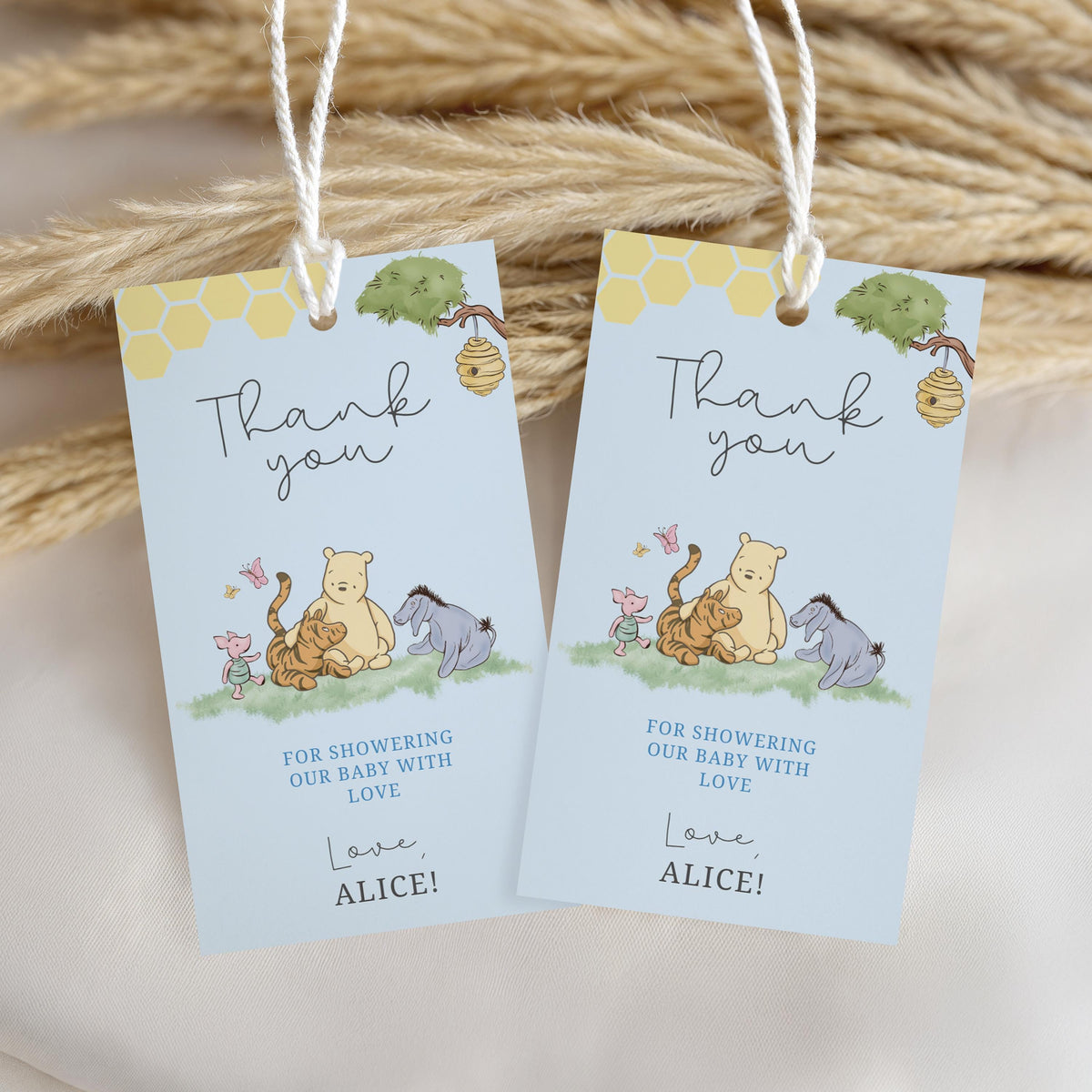 Blue Winnie the Pooh Baby Shower Invitation, Baby Party Invite