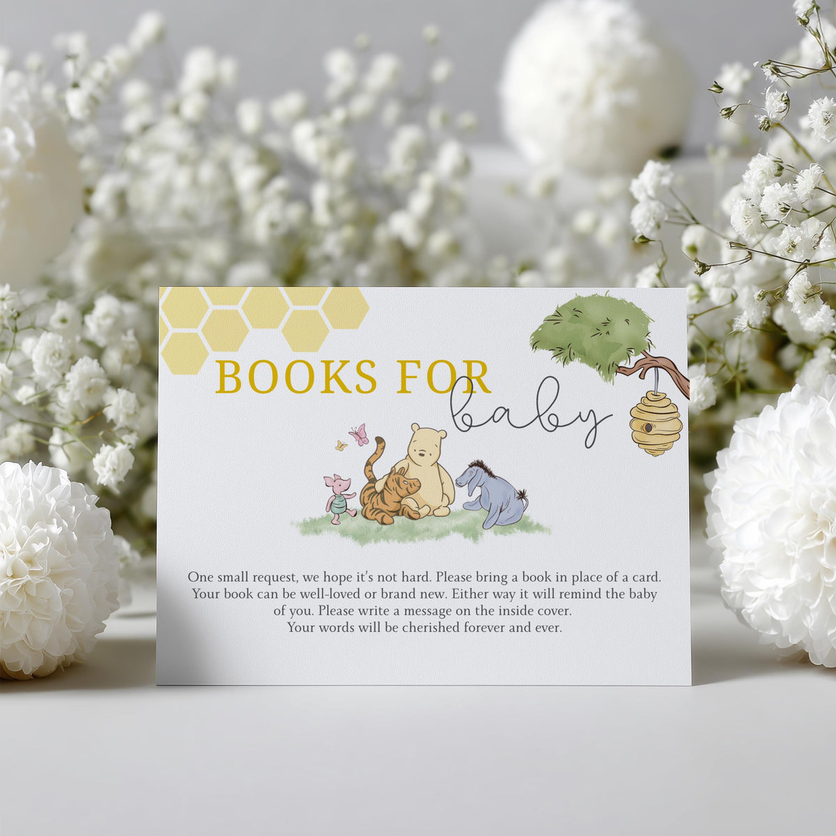 Winnie the Pooh Books For Baby Printable, Baby Shower Book Request Cards