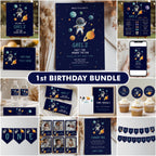 Astronaut First Birthday Invitation, Astronaut 1st Birthday Boy, Outer Space Decorations, Astronaut Party Bundle