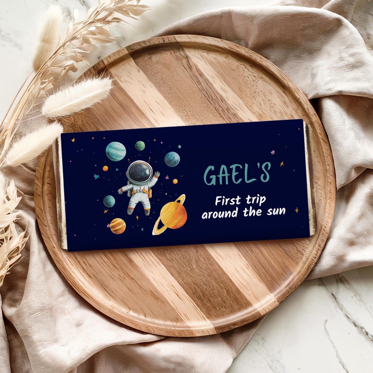 Astronaut Chocolate Wrappers, First Trip Around the Sun Candy Bar Wrappers, Astronaut First Chocolate Wrappers, Canva Template