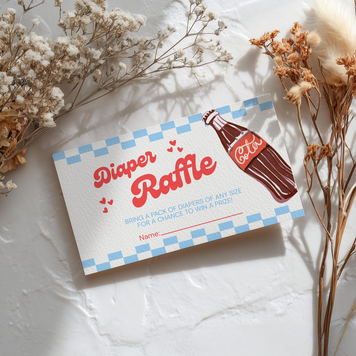 Ready to pop Baby Shower Diaper Raffle Card, Soda Printable Nappy Raffle Cards