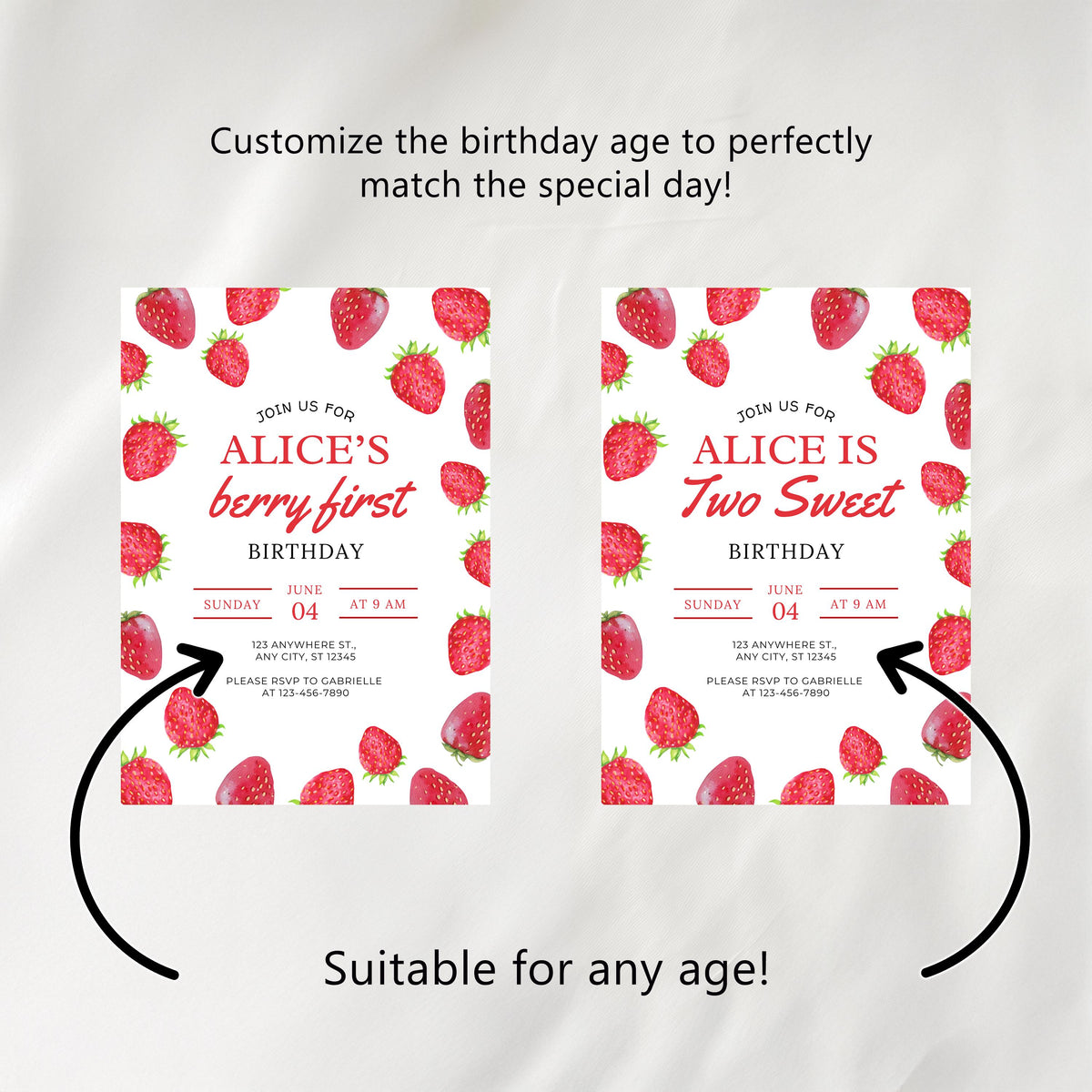 Berry First High Chair Banner, Strawberry Printable Bunting Flag
