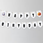 Happy Birthday Banner Halloween Birthday Banner Pumpkin Ghost Birthday Party Halloween Decor Download PRINTABLE DIGITAL DIY