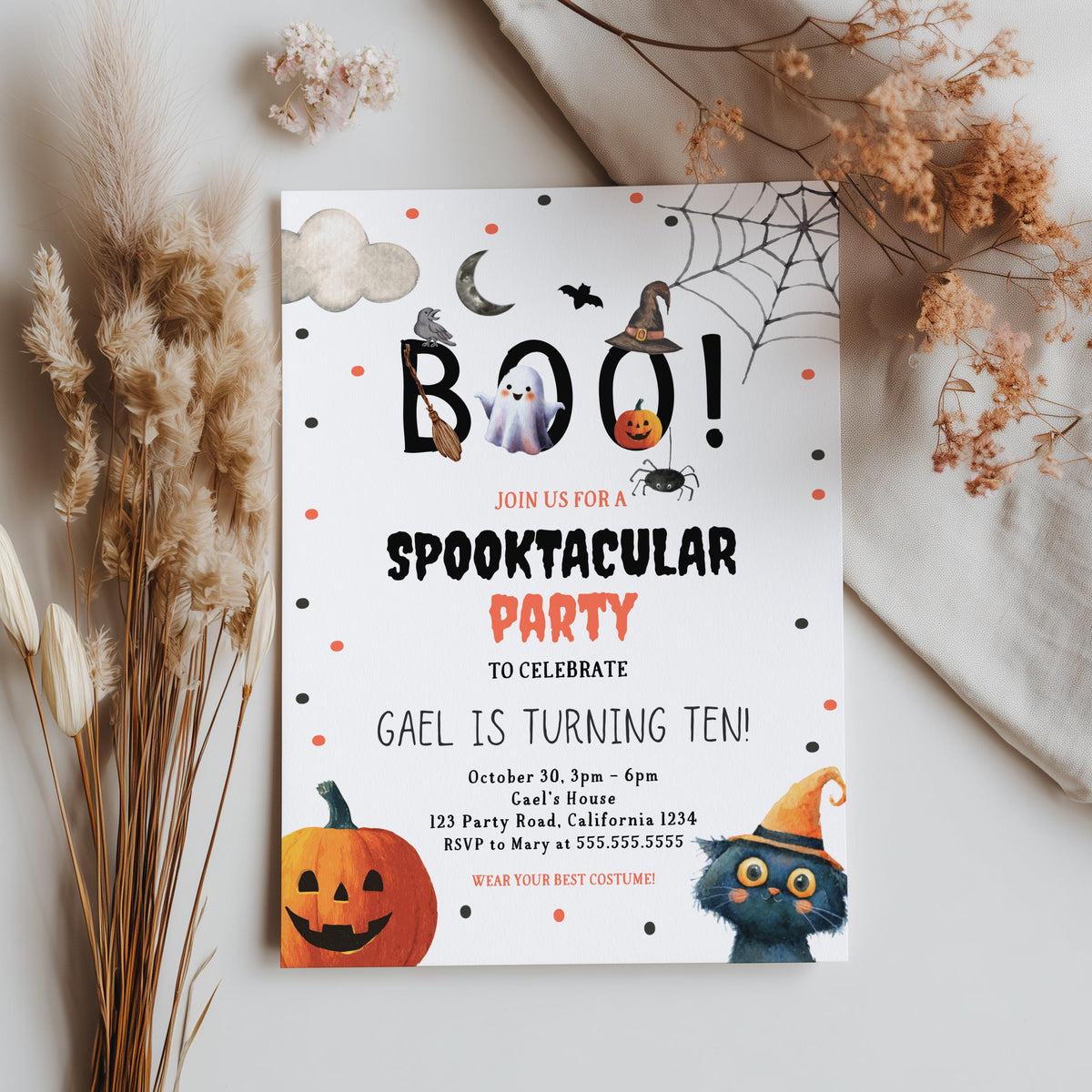 Editable Halloween Party Invitation Halloween Birthday Invitation Kids Costume Party Spooky Celebration Boy Digital Template Evite