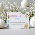Winnie the Pooh Gender Reveal Books For Baby Printable, Baby Shower Book Request Cards