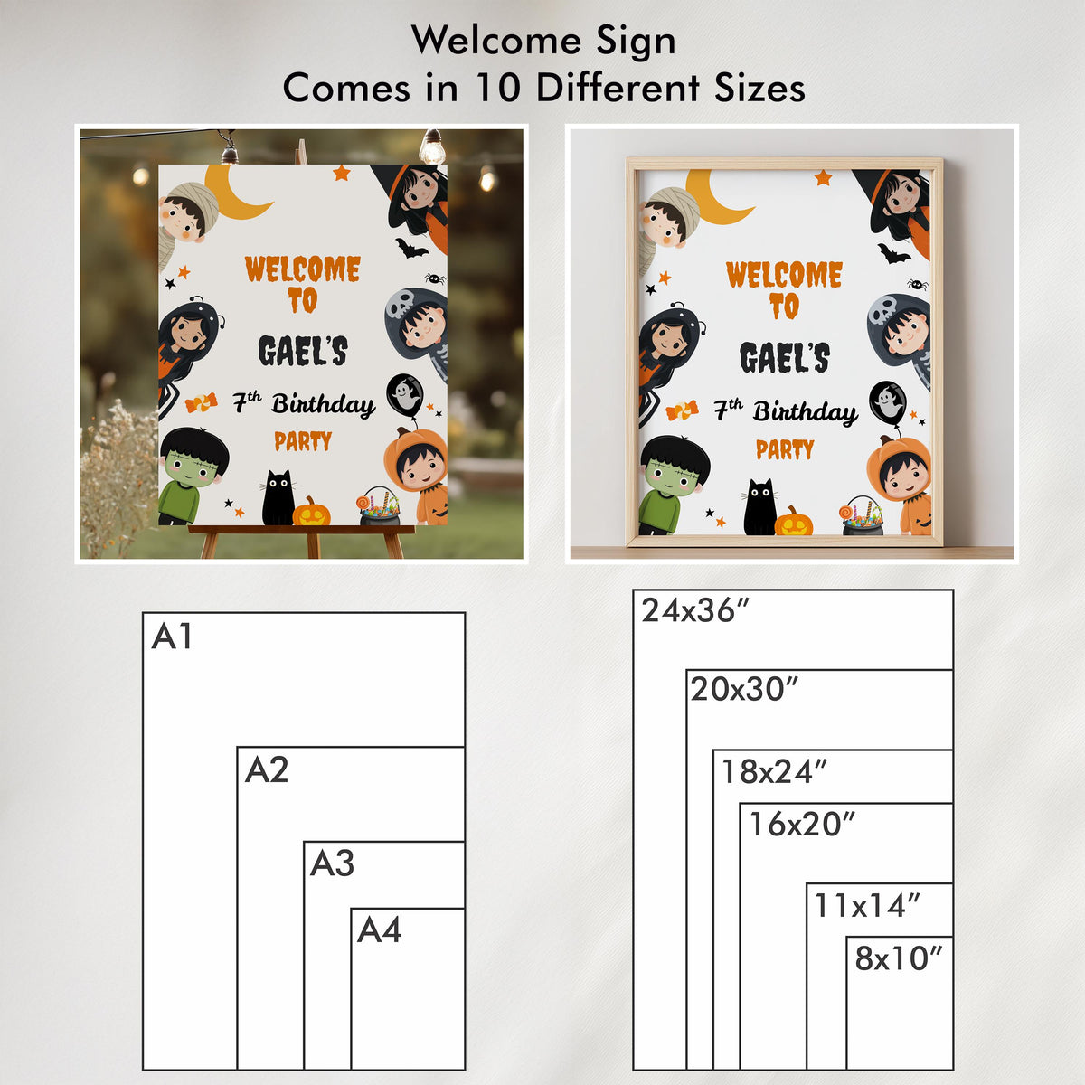 Costume Party Welcome Sign, Halloween Birthday sign Instant download