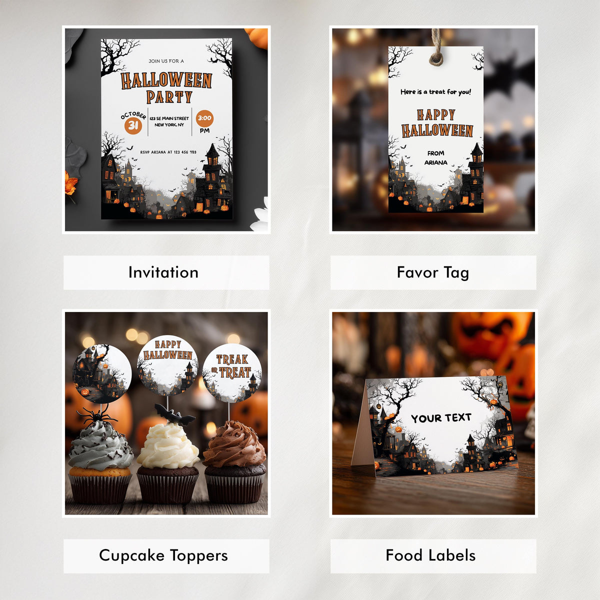Editable Halloween Party Bundle Decorations, Halloween Party Package Bundle, Halloween Printable Party Set Template Instant Download