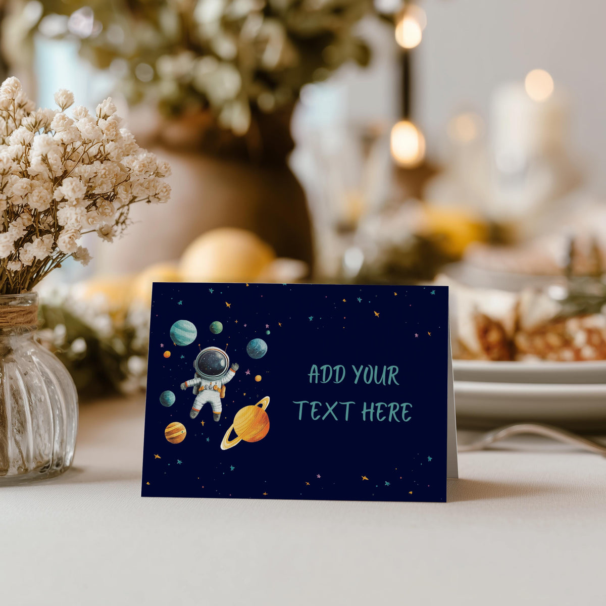 Editable Space Astronaut Food Tags | Second Trip Around the Sun Party Buffet Labels | Astronaut Galaxy Tent Cards | Printable Labels
