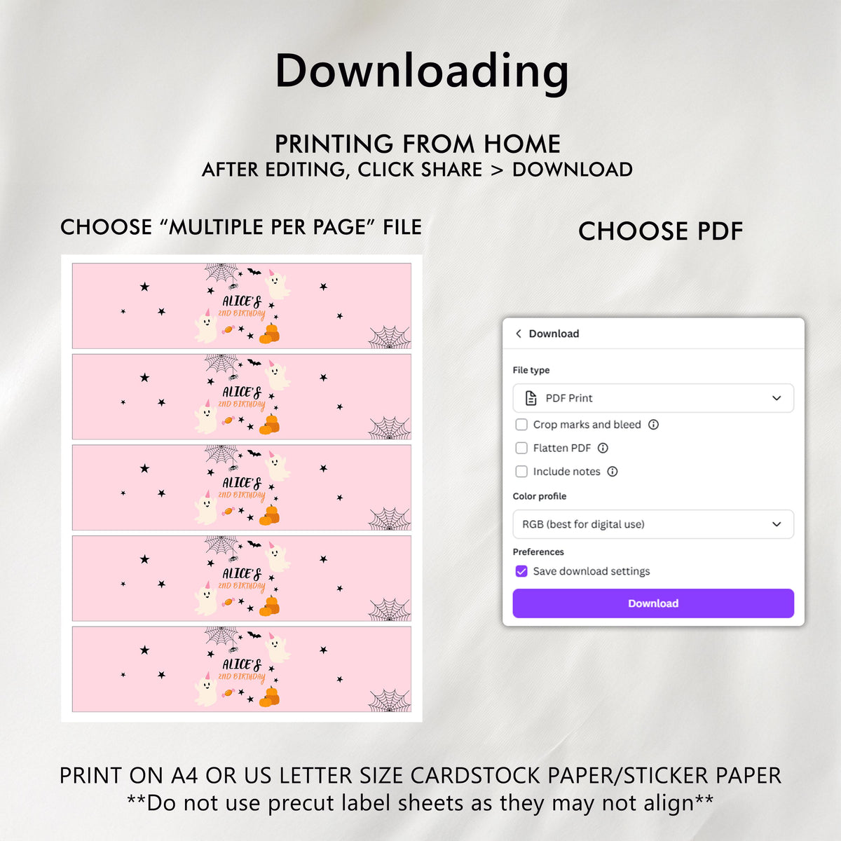 Pink Ghost Birthday Water Bottle Labels: Halloween Party Decor (Printable Download) 9162