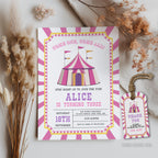 Girl Circus Invitation , Pink Carnival Birthday Invite